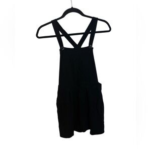 Ivy + Main Black Linen Overall Mini Dress